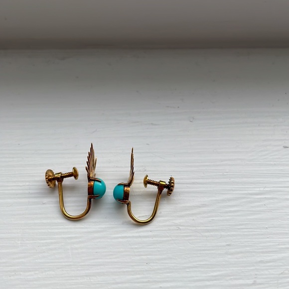 Turquoise clip-on earrings - Picture 3 of 4
